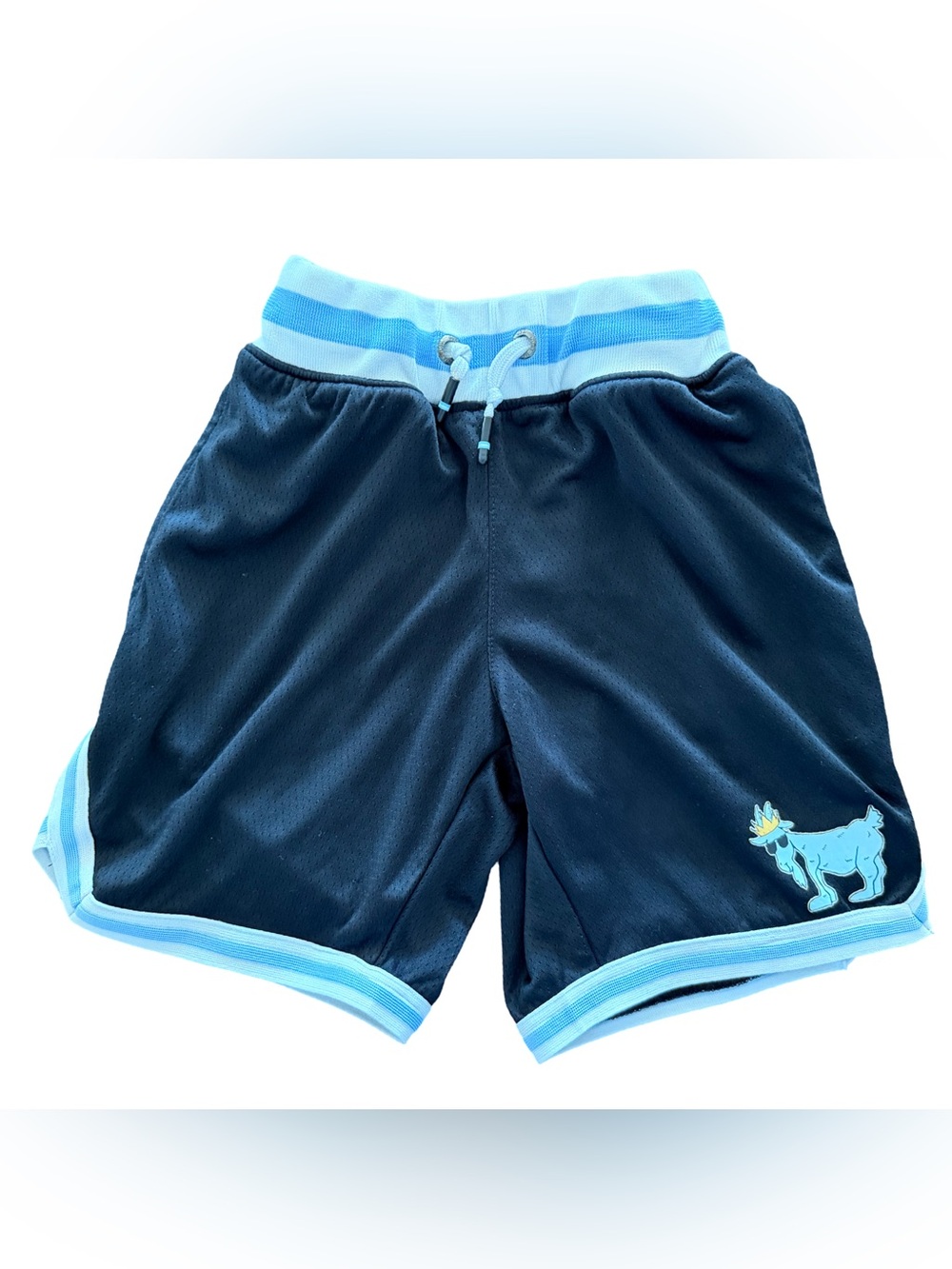 GOAT USA black mesh shorts with Light Blue/white trim - youth small